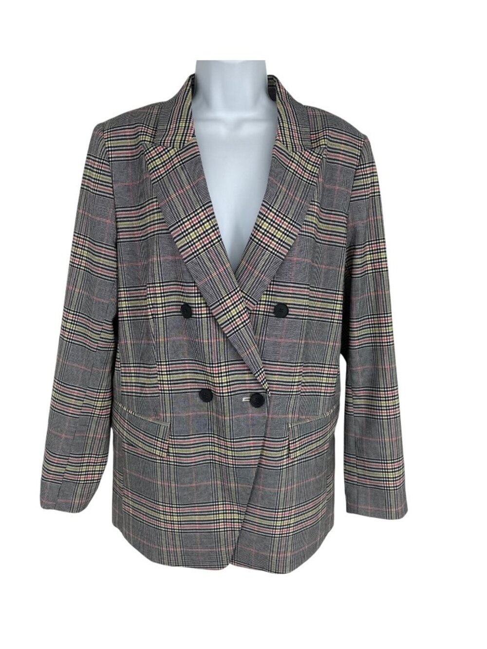 Loft Outlet Women's Plaid Double-Breasted Blazer Size 14